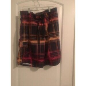 Op Men's Plaid Swim Shorts Trunks Lined Drawstring Size M 32-34 Black Orange
